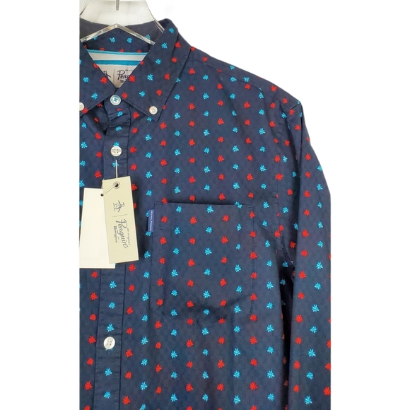 NWT Original penguin floral sapphire button shirt - Picture 8 of 14